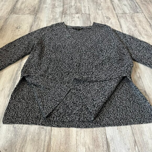 Athleta Switchback Wool-Blend Sweater, Black Marl, V-Neck Oversized, Small - Picture 5 of 8